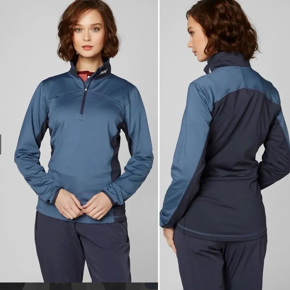 HELLY HANSEN Graphite Blue Phantom 2.0 Womens Half Zip Pullover Sweater-L